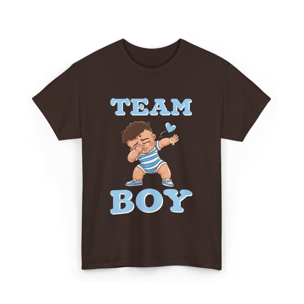 Team Boy Baby Announcement T-Shirt - Dark Chocolate