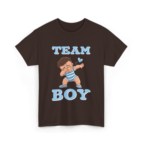 Team Boy Baby Announcement T-Shirt - Dark Chocolate