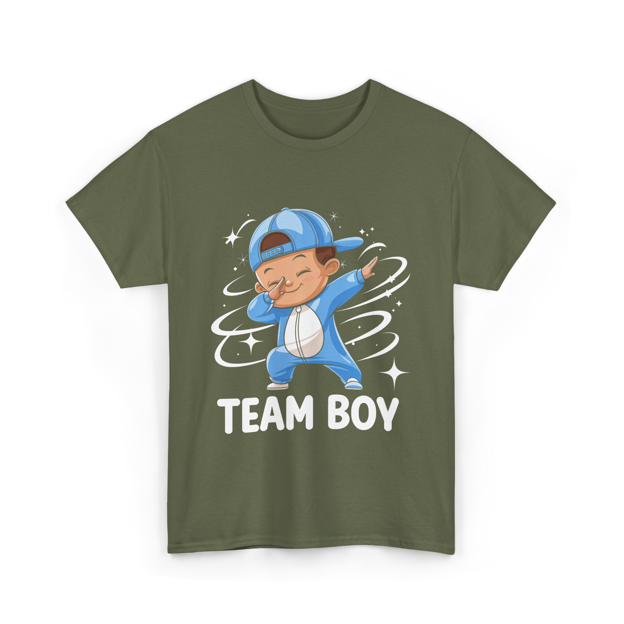 Team Boy Baby Announcement T-Shirt - Military Green