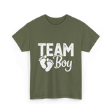 Team Boy Gender Reveal T-Shirt - Military Green