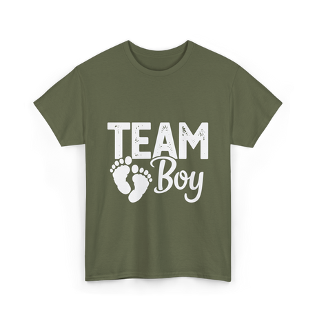 Team Boy Gender Reveal T-Shirt - Military Green