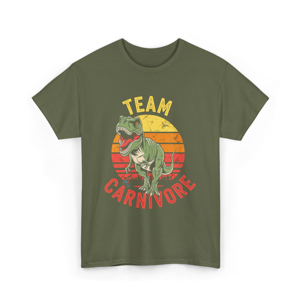 Team Carnivore Dinosaur T-Rex T-Shirt - Military Green