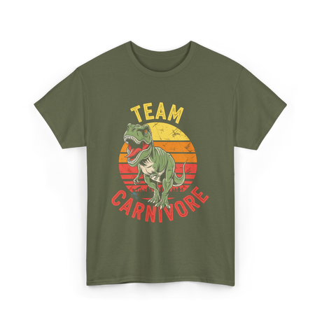 Team Carnivore Dinosaur T-Rex T-Shirt - Military Green