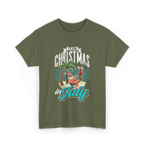 Team Christmas in July Christmas T-Shirt - Military Green