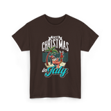 Team Christmas in July Christmas T-Shirt - Dark Chocolate