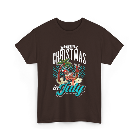 Team Christmas in July Christmas T-Shirt - Dark Chocolate