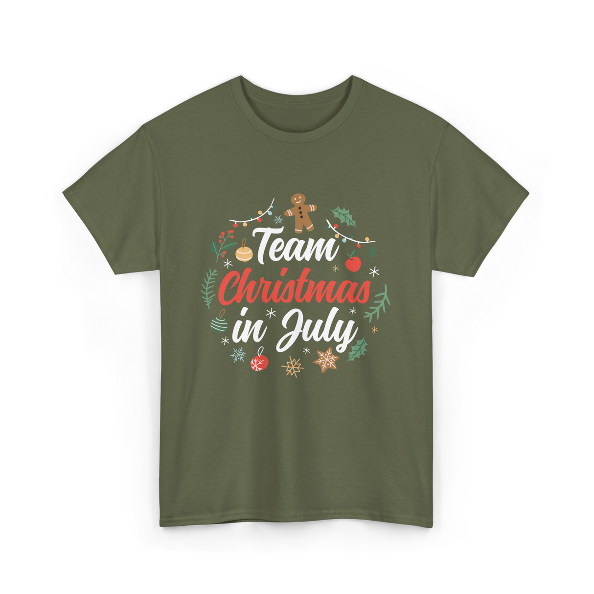 Team Christmas in July Holiday T-Shirt - Military Green