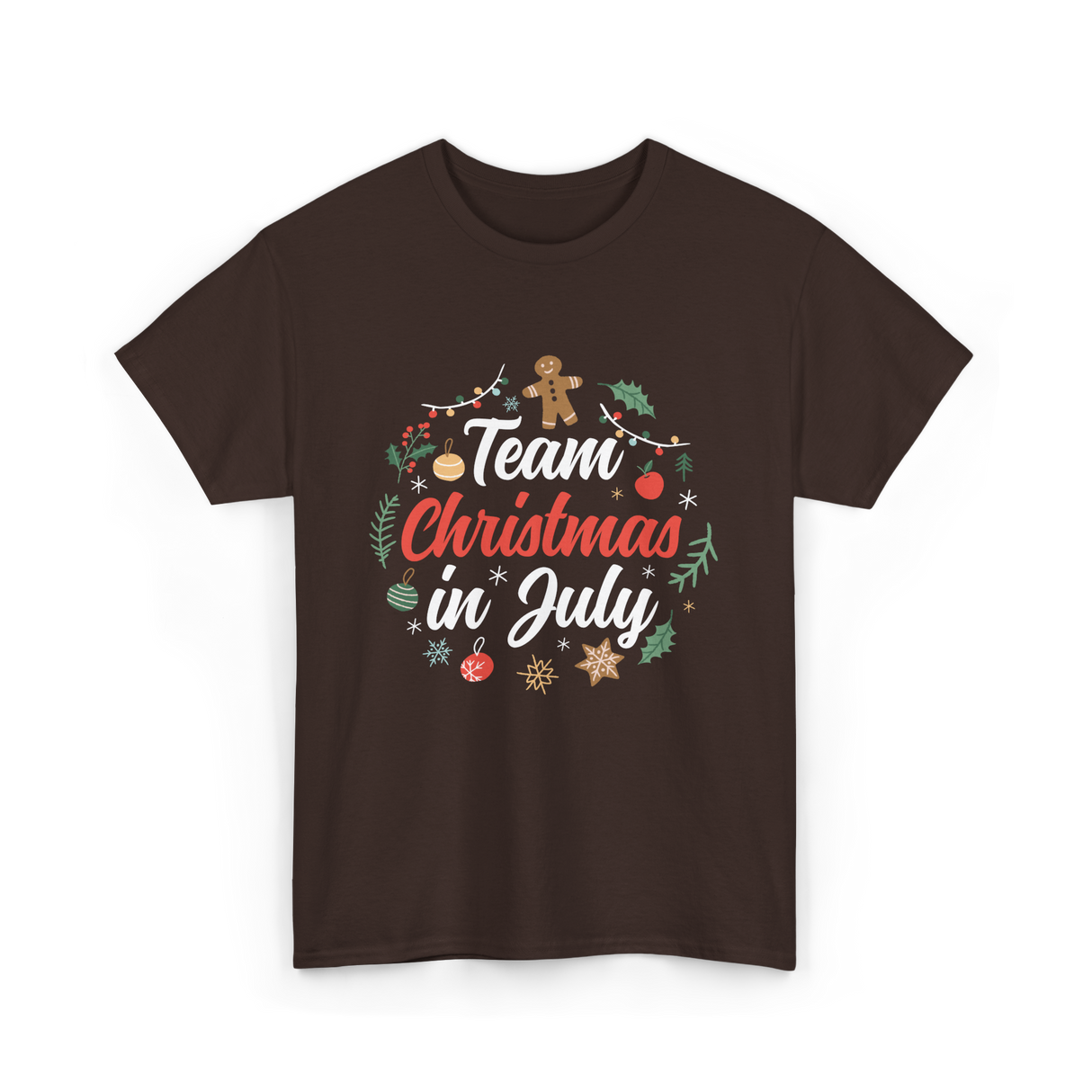 Team Christmas in July Holiday T-Shirt - Dark Chocolate