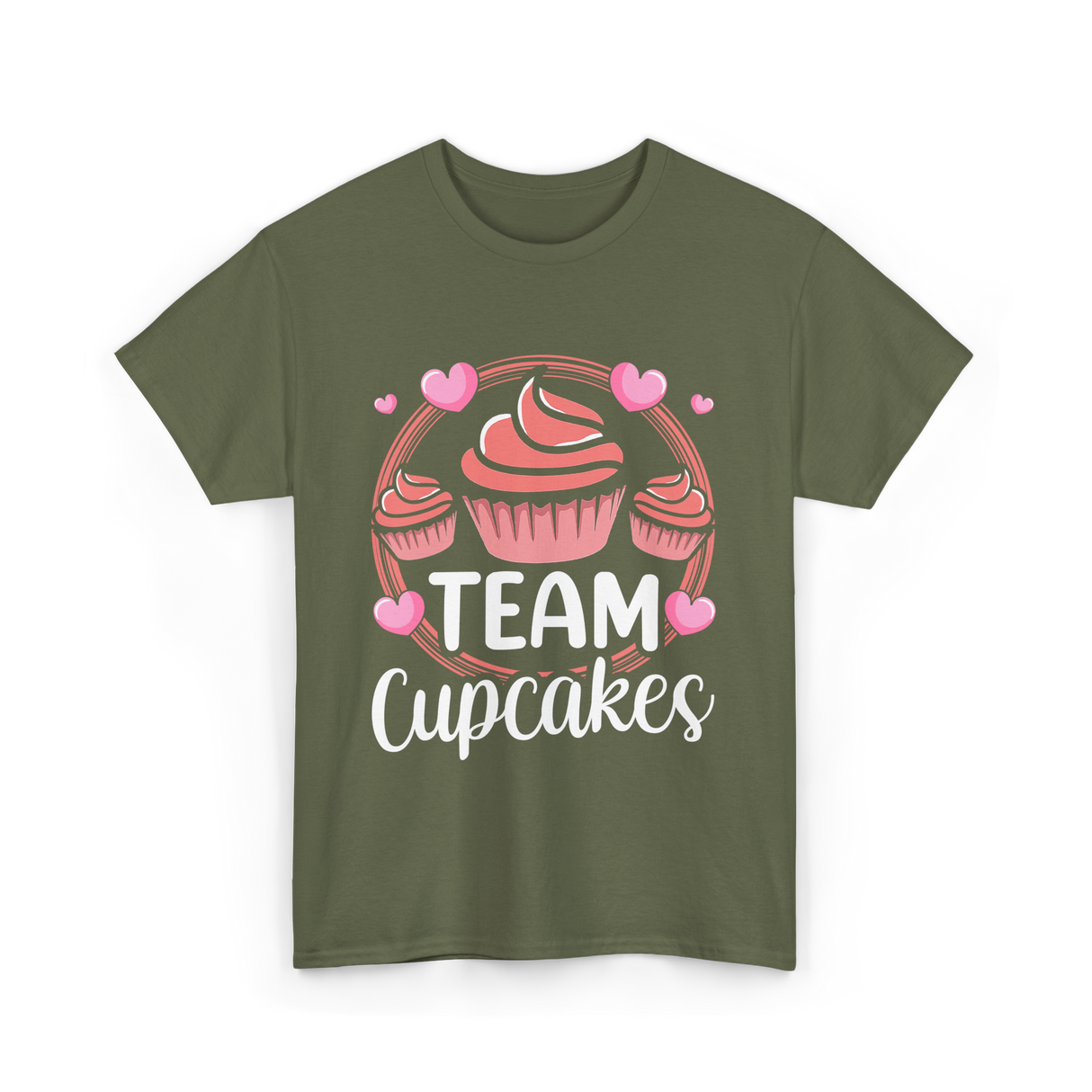 Team Cupcakes Cupcake Lover T-Shirt - Military Green