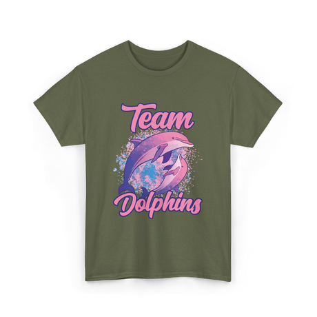 Team Dolphins Dolphin Lover T-Shirt - Military Green