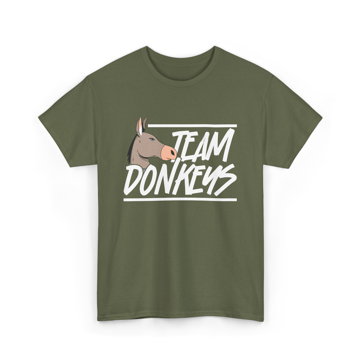 Team Donkeys Donkey Animal Lover T-Shirt - Military Green