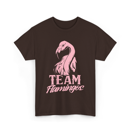 Team Flamingos Cute Flamingo T-Shirt - Dark Chocolate