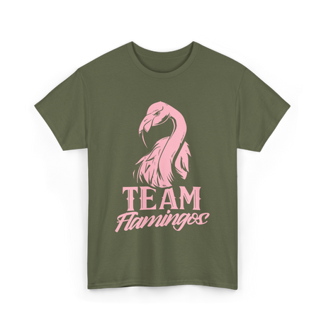 Team Flamingos Cute Flamingo T-Shirt - Military Green