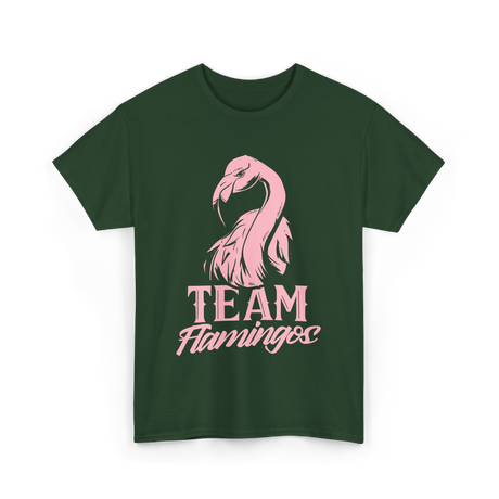 Team Flamingos Cute Flamingo T-Shirt - Forest Green