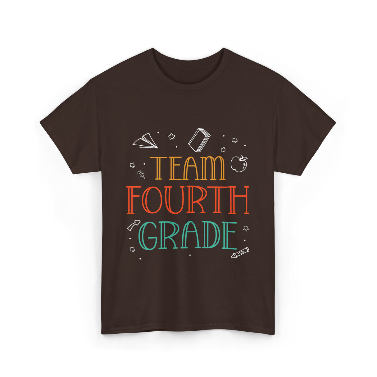 Team Fourth Grade Teacher Education T-Shirt - Dark Chocolate