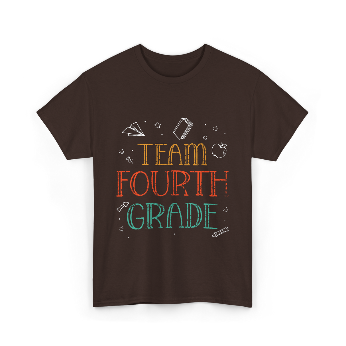 Team Fourth Grade Teacher School T-Shirt - Dark Chocolate