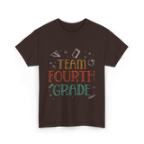 Team Fourth Grade Teacher School T-Shirt - Dark Chocolate