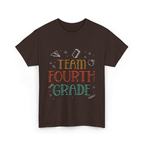 Team Fourth Grade Teacher School T-Shirt - Dark Chocolate