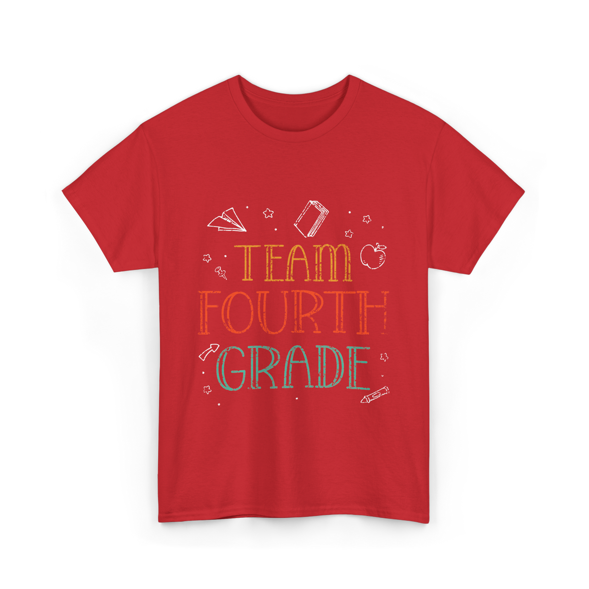 Team Fourth Grade Teacher School T-Shirt - Red