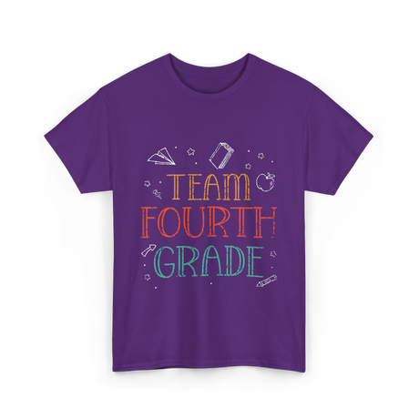 Team Fourth Grade Teacher School T-Shirt - Purple