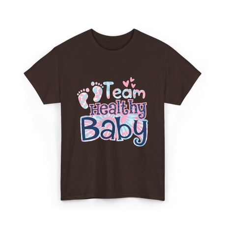 Team Healthy Baby Newborn Infant Care T-Shirt - Dark Chocolate