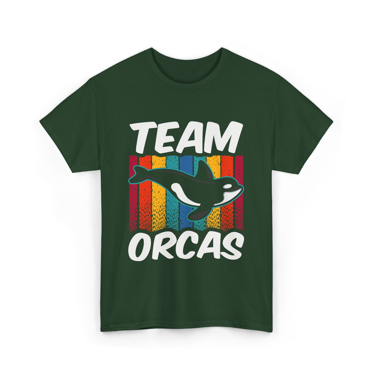 Team Orcas Orca Whale T-Shirt - Forest Green