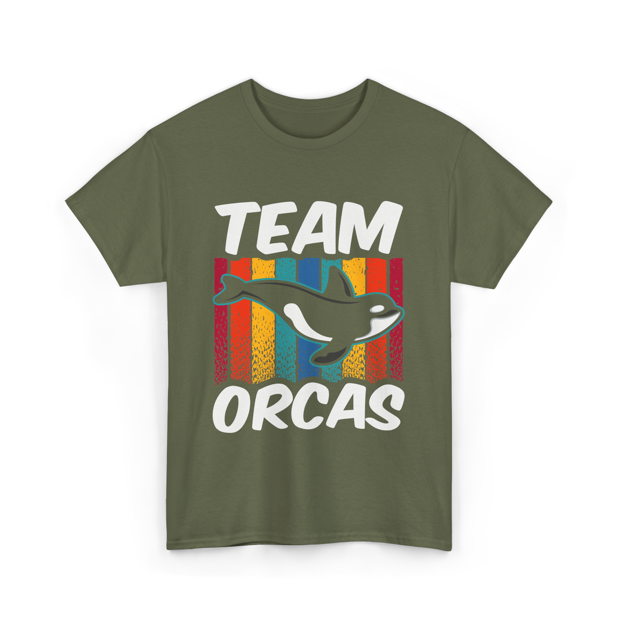 Team Orcas Orca Whale T-Shirt - Military Green