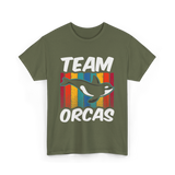 Team Orcas Orca Whale T-Shirt - Military Green