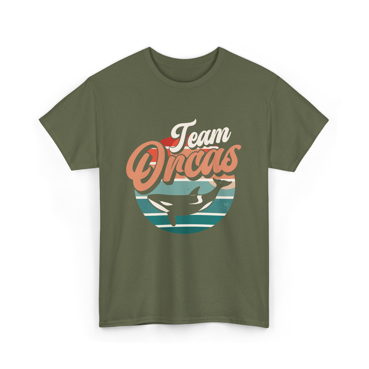 Team Orcas Whale Orca T-Shirt - Military Green