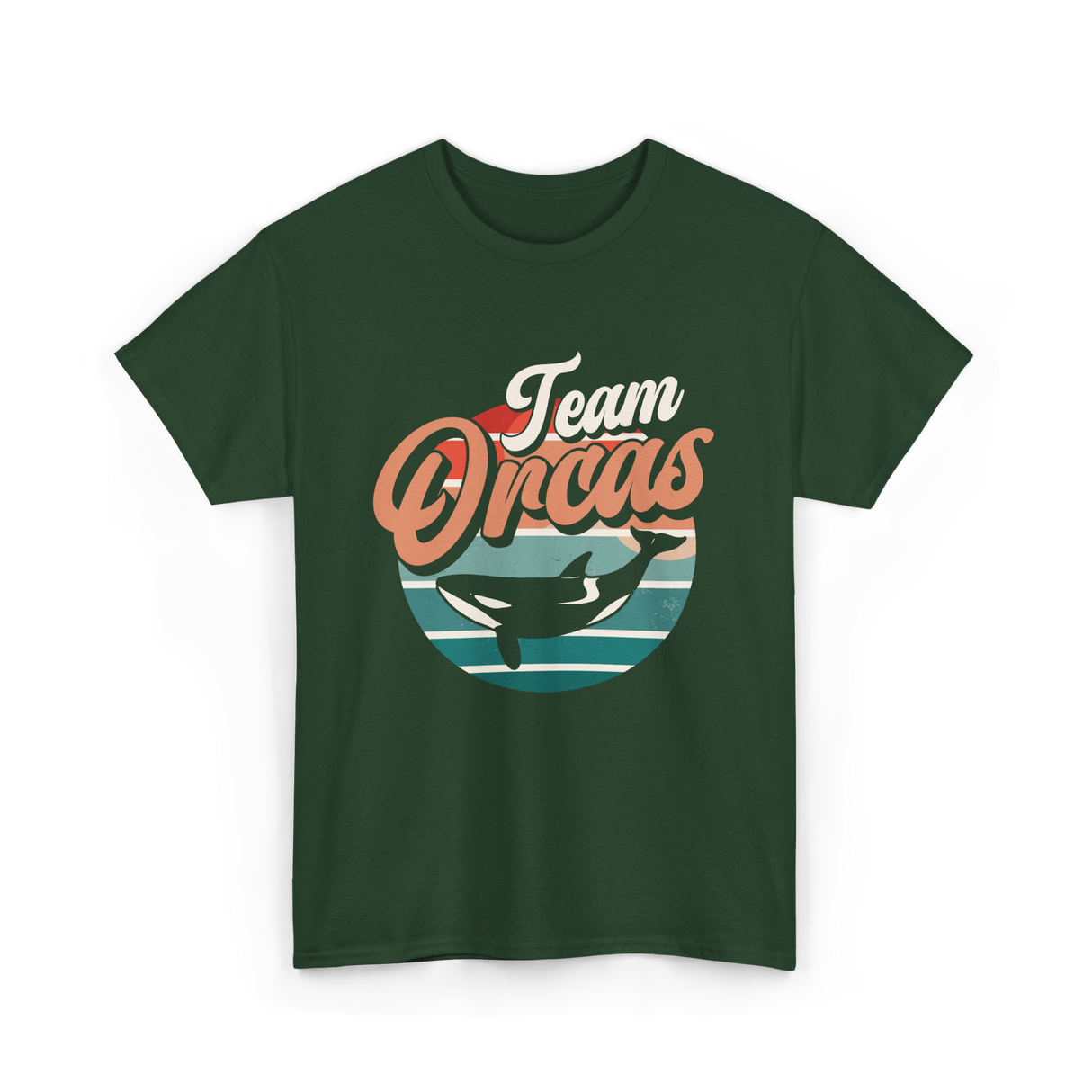 Team Orcas Whale Orca T-Shirt - Forest Green