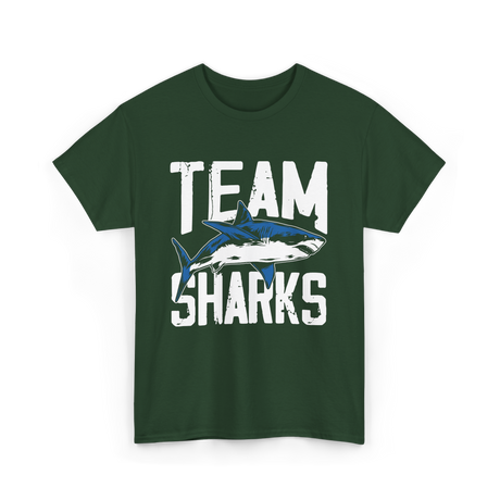 Team Sharks Shark Lover T-Shirt - Forest Green