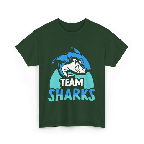 Team Sharks Shark Lover T-Shirt - Forest Green