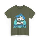 Team Sharks Shark Lover T-Shirt - Military Green