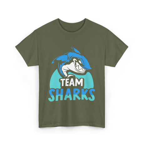 Team Sharks Shark Lover T-Shirt - Military Green