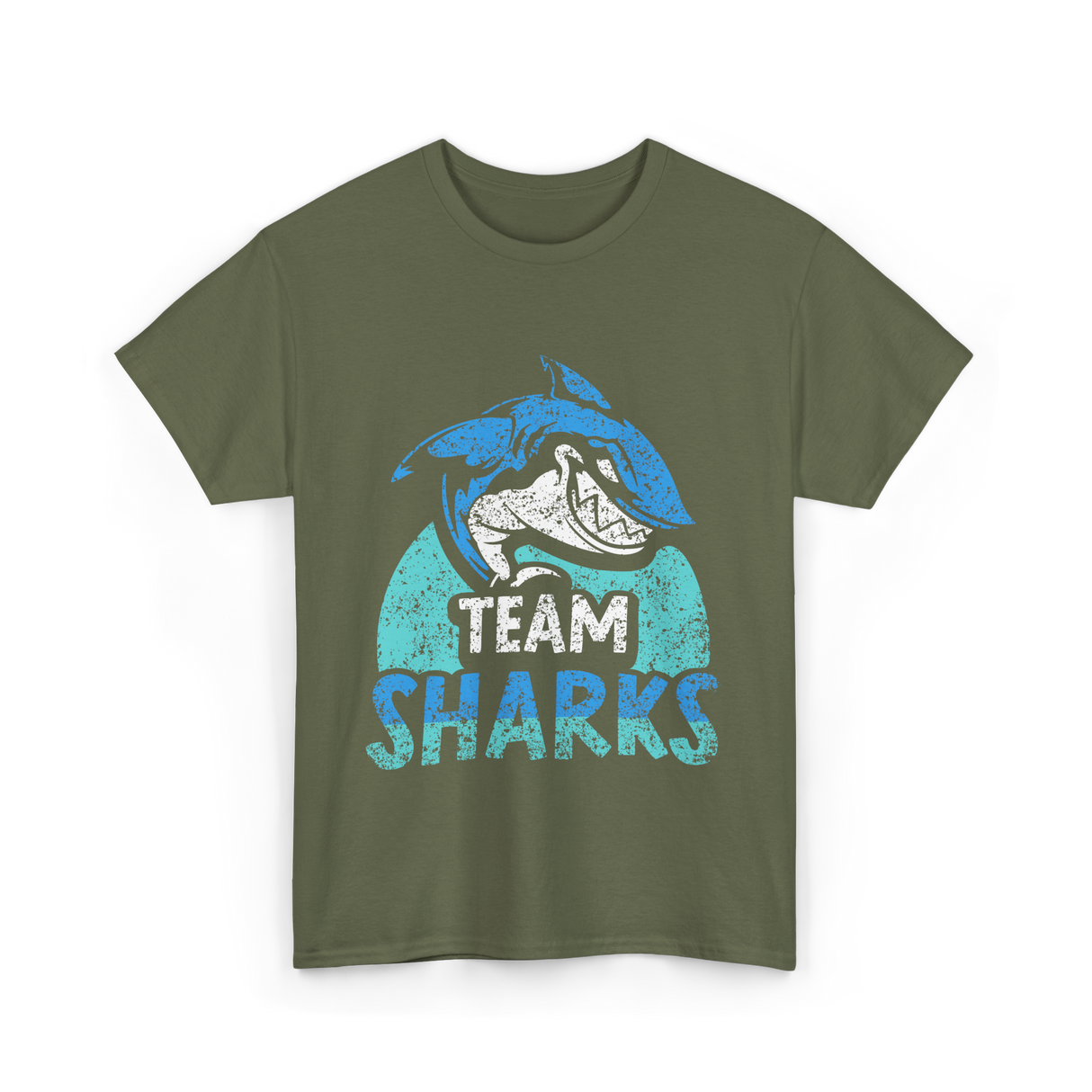 Team Sharks Shark Lovers Sharks T-Shirt - Military Green