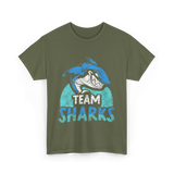 Team Sharks Shark Lovers Sharks T-Shirt - Military Green