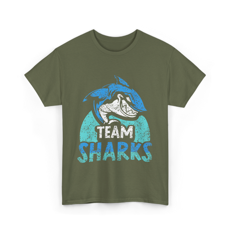 Team Sharks Shark Lovers Sharks T-Shirt - Military Green