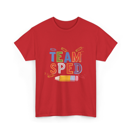 Team Sped Special Education Support T-Shirt - Red