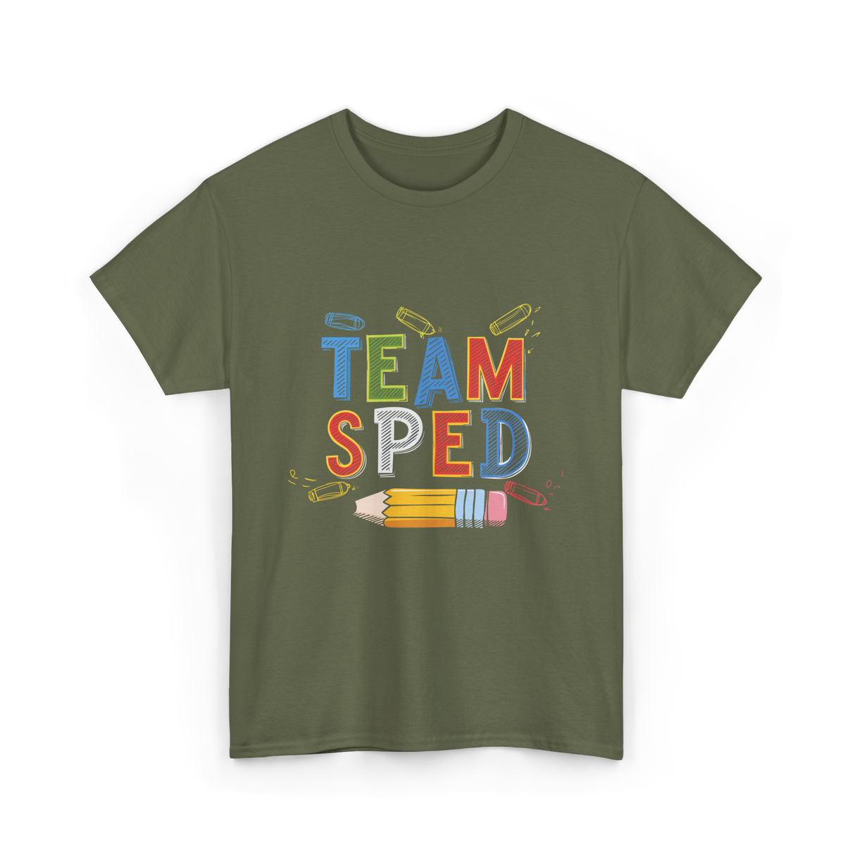 Team Sped Special Education Support T-Shirt - Military Green