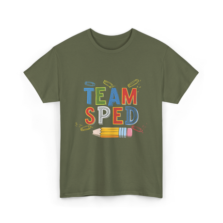 Team Sped Special Education Support T-Shirt - Military Green