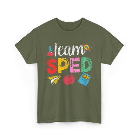 Team Sped Special Education Teacher T-Shirt - Military Green