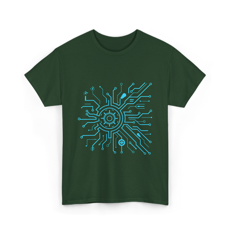 Tech Circuit Design Tech Enthusiast T-Shirt - Forest Green