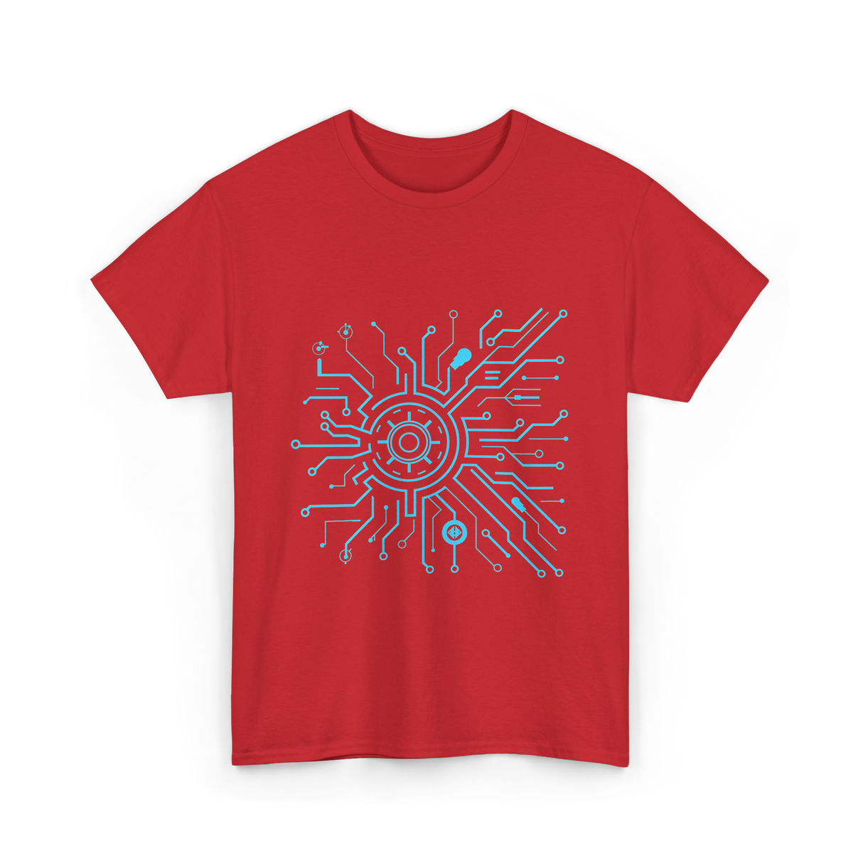 Tech Circuit Design Tech Enthusiast T-Shirt - Red