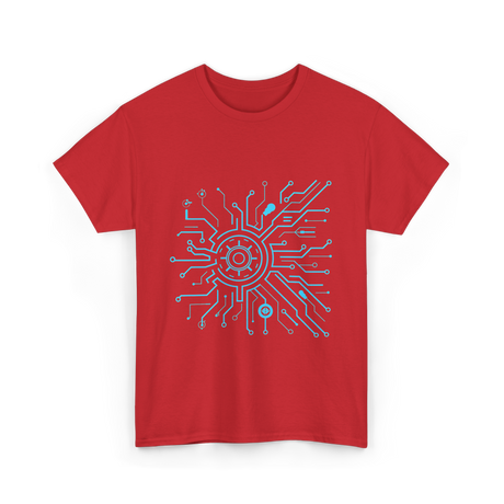 Tech Circuit Design Tech Enthusiast T-Shirt - Red