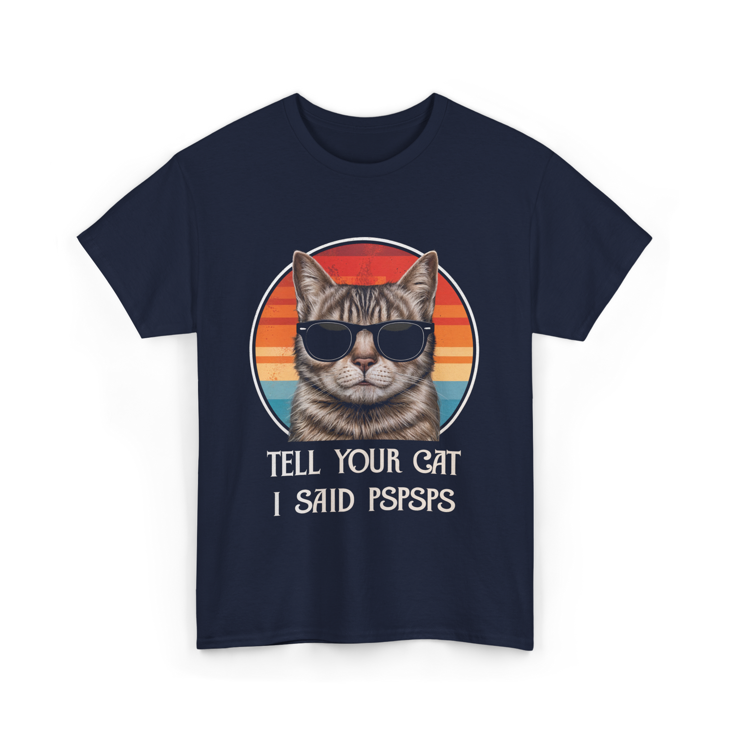 Tell Your Cat I Said Cat Vintage T-Shirt - Navy