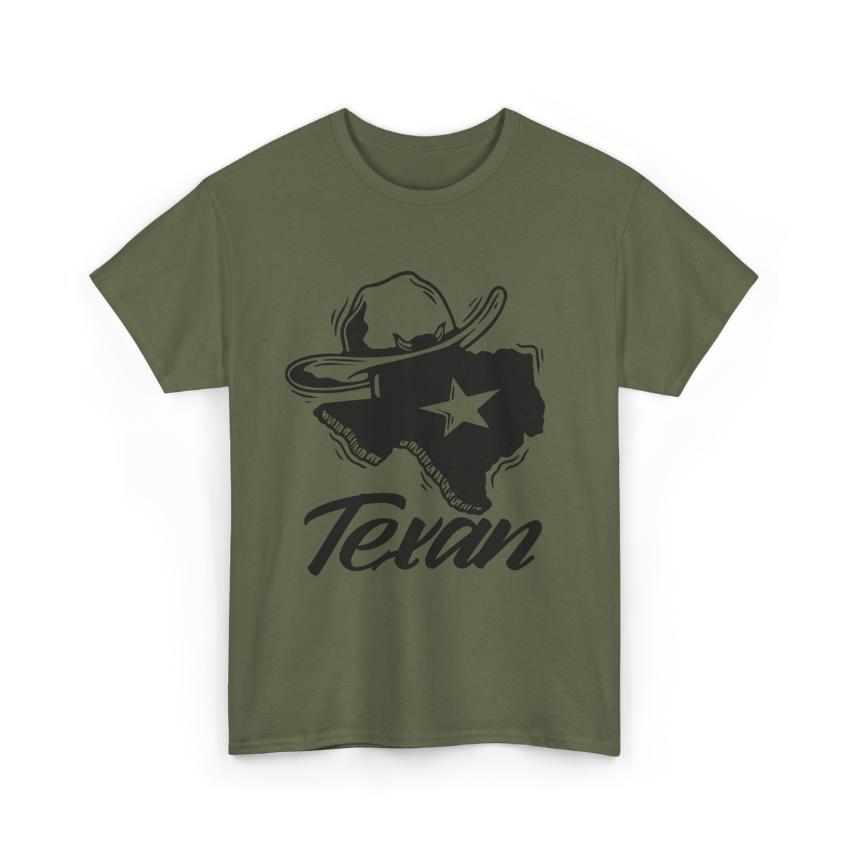 Texan Pride Texas Lone Star T-Shirt - Military Green