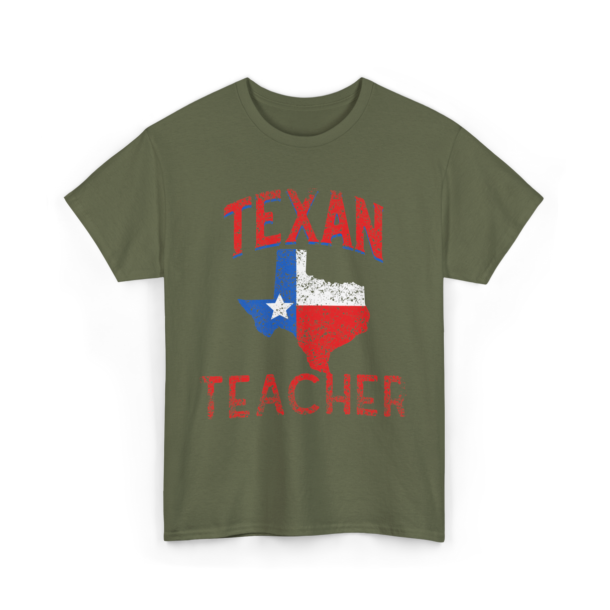 Texan Teacher Texas Education T-Shirt - Military Green