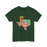 Texas Cactus Sunflower Floral T-Shirt - Forest Green