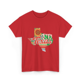 Texas Cactus Sunflower Floral T-Shirt - Red