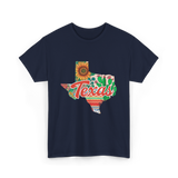 Texas Cactus Sunflower Floral T-Shirt - Navy